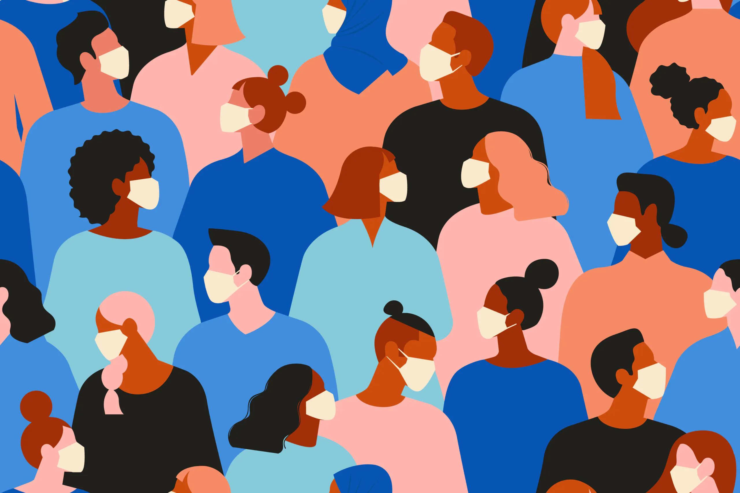 Multitud de personas con máscaras